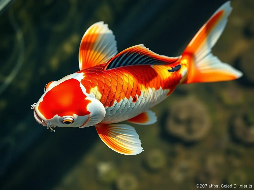 Fotografía realista de un pez koi japonés majestuoso