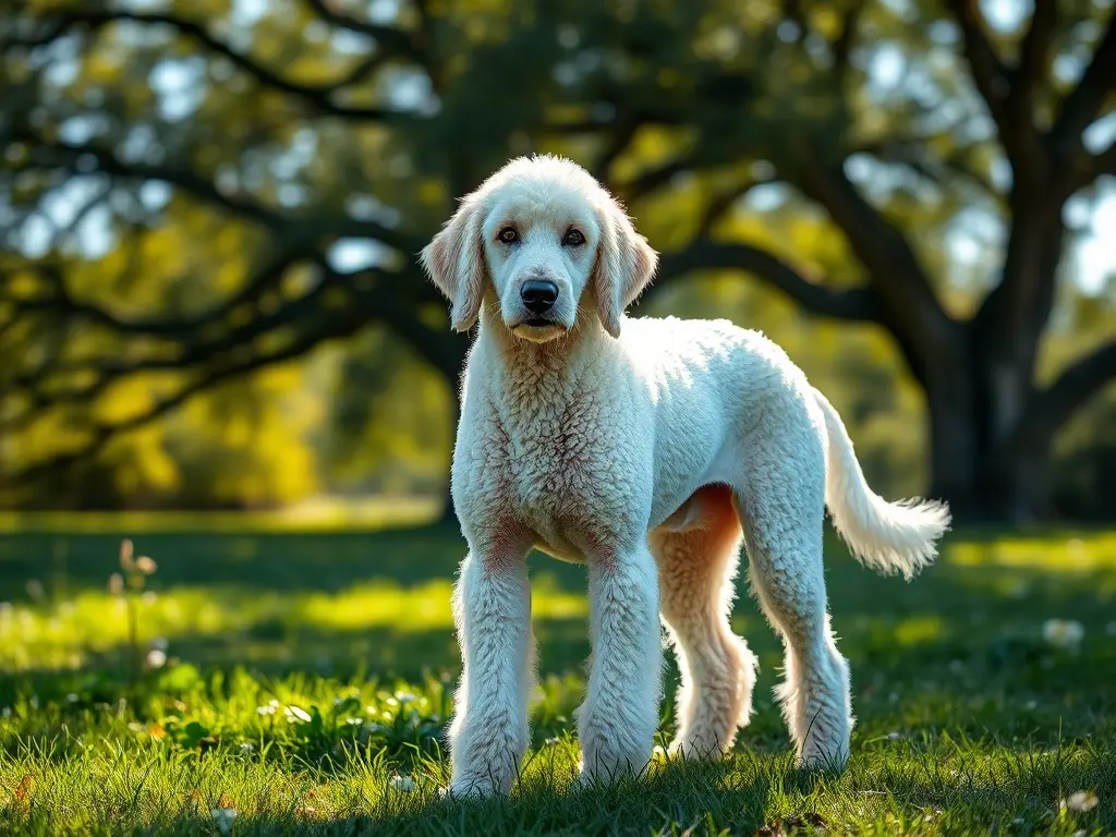 Retrato fotorrealista de caniche majestuoso en prado