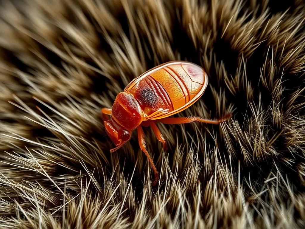 Foto realista a altas resolución de una pulga Pulex irritans en un gato