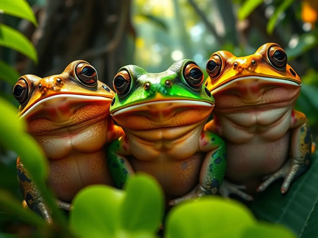 Una obra de arte en 8K con tres especies de tritones