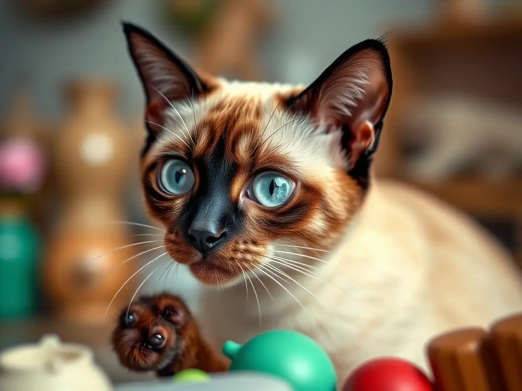 Un retrato realista de un gato de siamés inteligente y expresivo