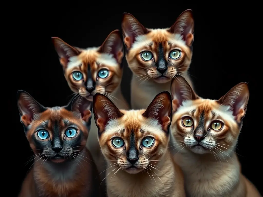 Un retrato fotorealista de gatos siameses
