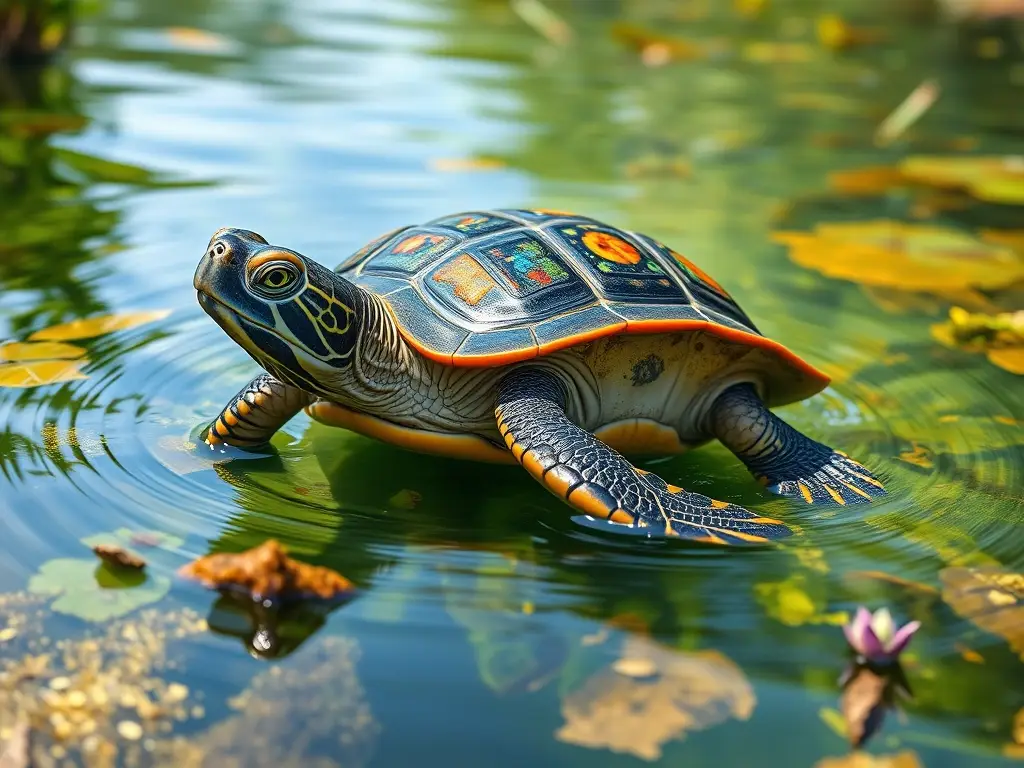 Foto realista de la tortuga freshwater más grande de Amazonas, en peligro crítico