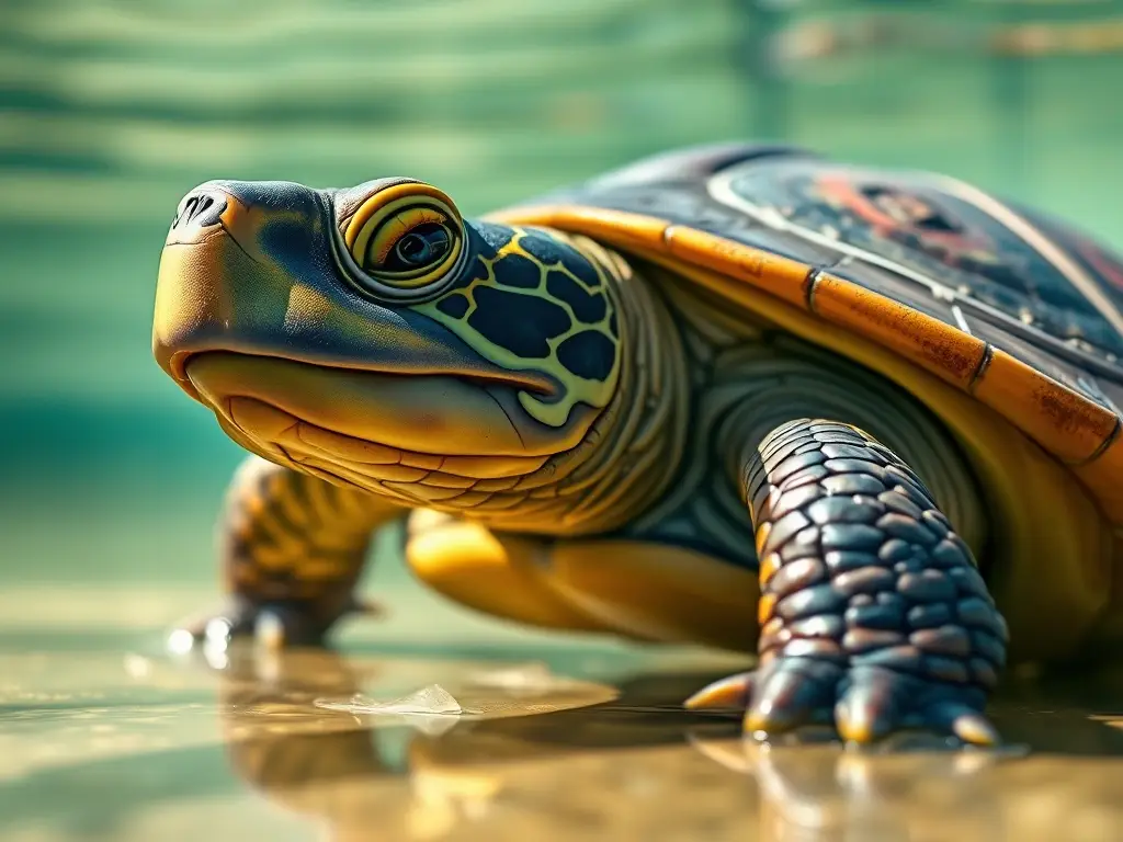 Foto realista de una tortuga amazónica brasileña en el río Amazonas