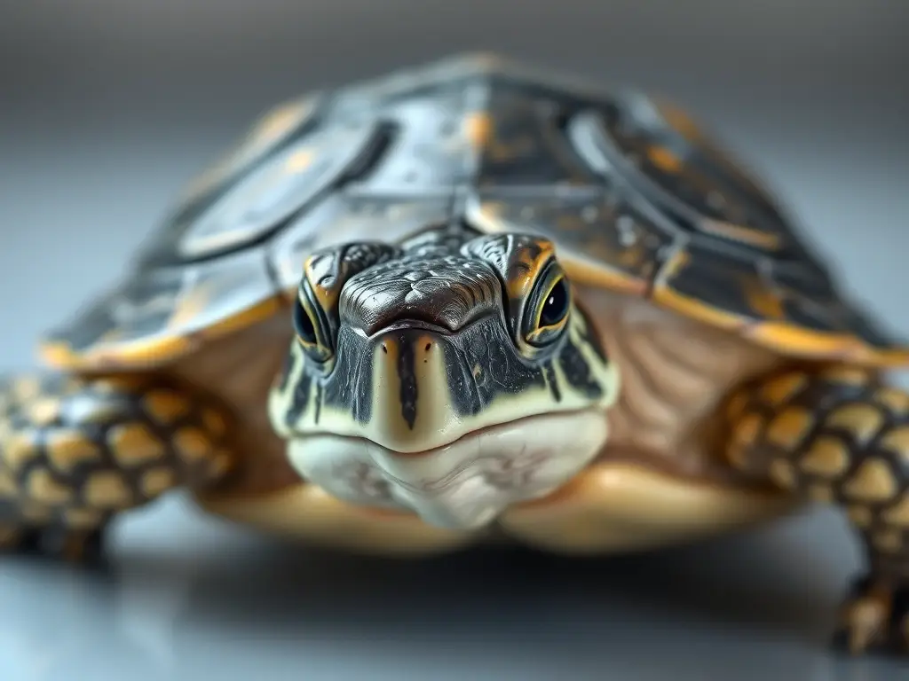 Fotografía realista de tortuga de la laguna, sin manchas y nitida