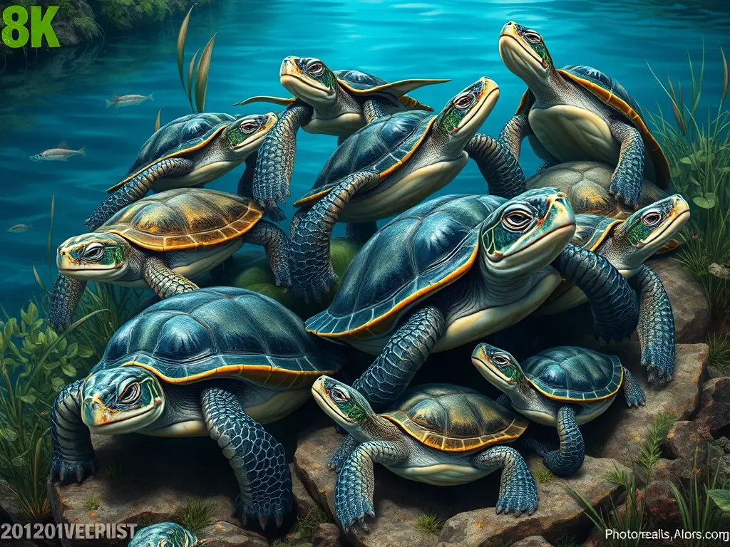 Fotorealista de Tortugas Mordedoras en un entorno natural