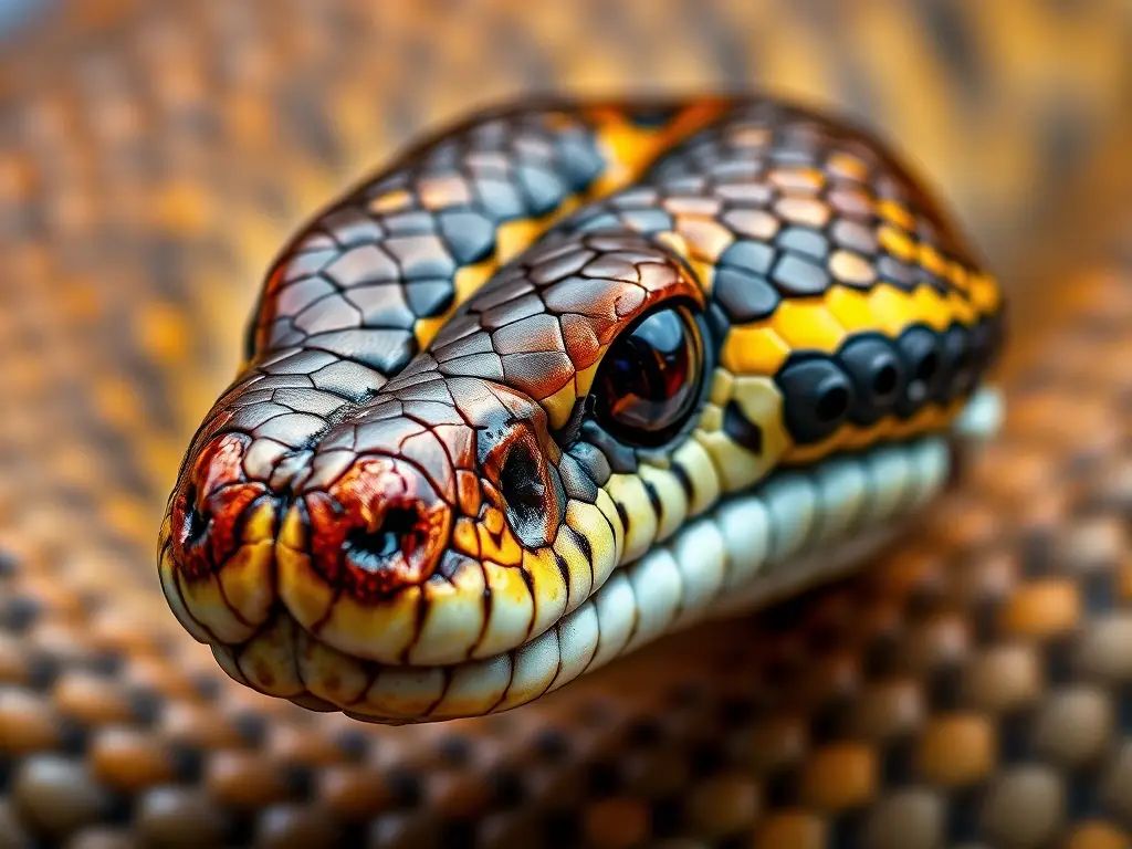 Imagen realista detallada de una serpiente víbora con colores vibrantes