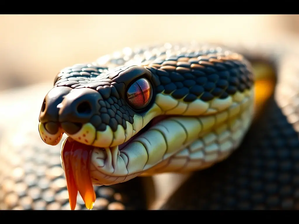 Foto realista de cascabel viper, sin distorsión