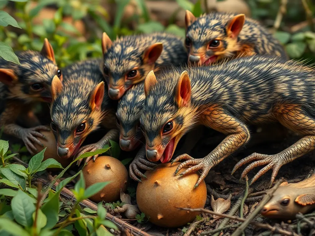 Fotorealista, 8K retrato detallado de un Zorrillo asiático comiendo de una planta