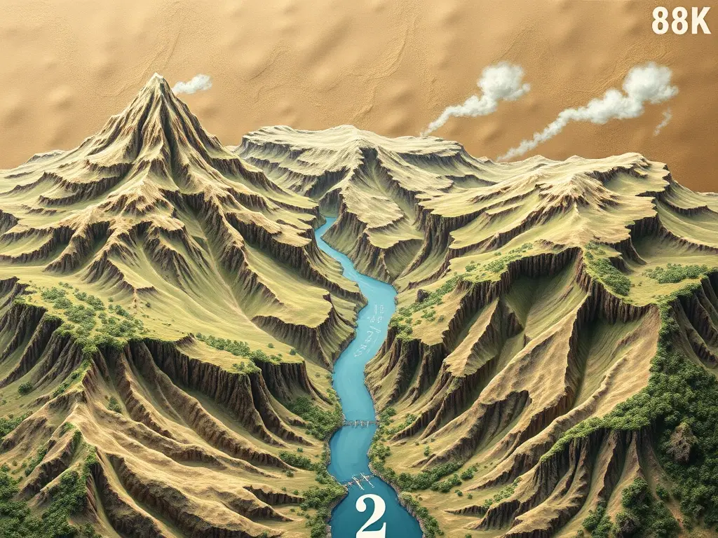 Map of five geological formations, marvelously detailed and realistic