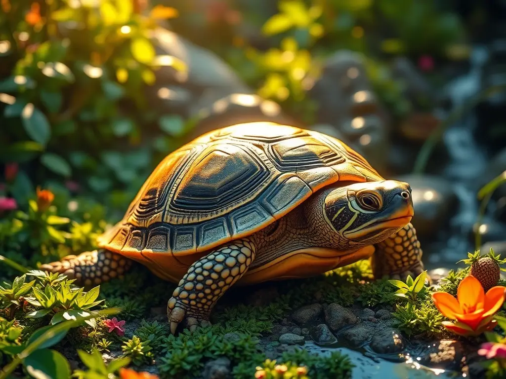 Un majestuoso retrato de tortugas orejeras amarillas en un entorno natural