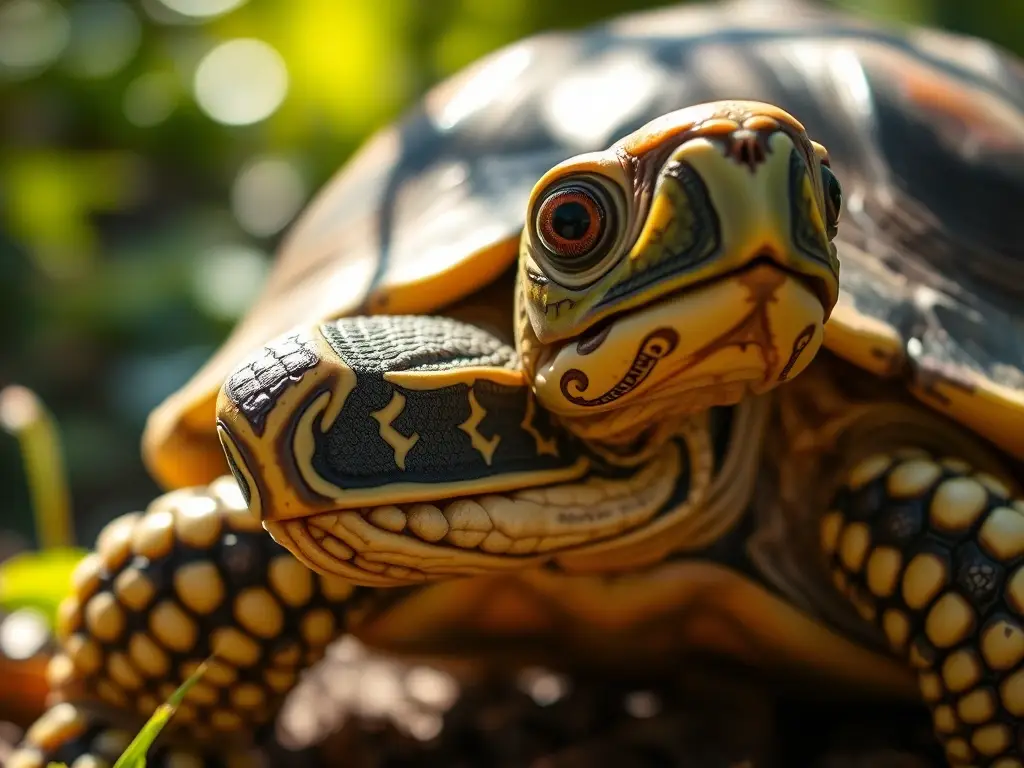 Fotogerada alta definición, retrato de tortuga de orejas amarillas detallado