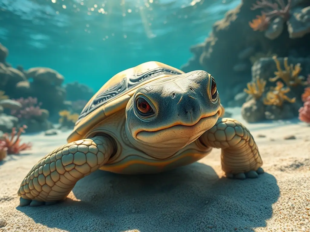 Foto realista de Tortuga Cuello de Serpiente, exacta y detallada