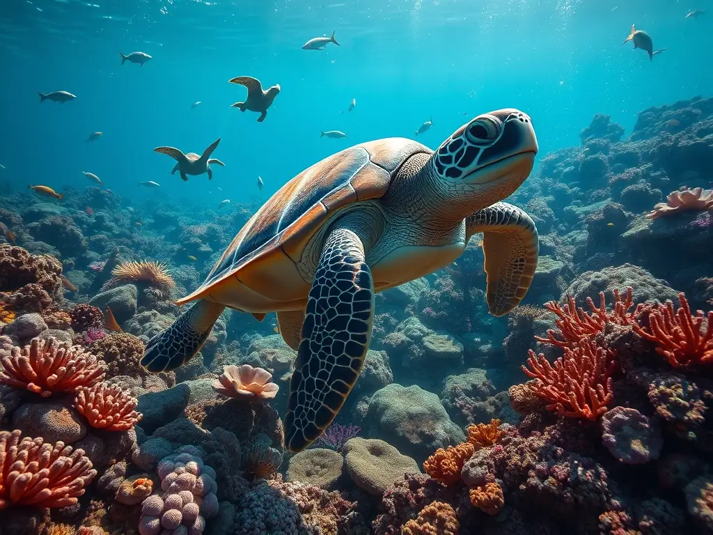 Una obra maestra a alta resolución que retrata la lucha de tortugas marinas