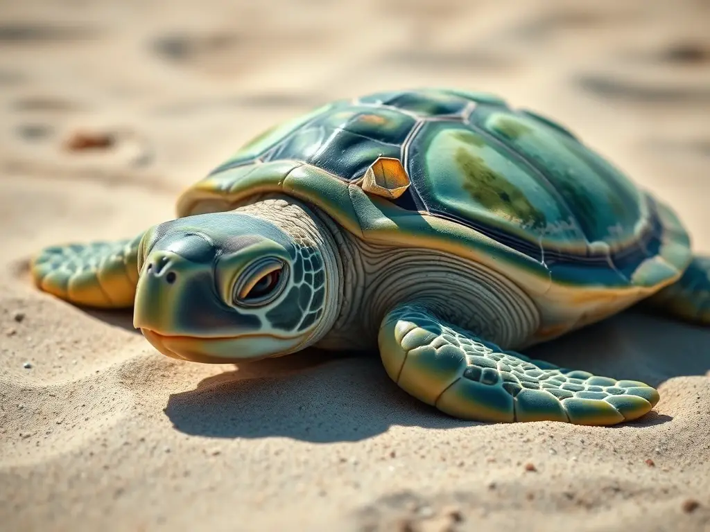 Retrato realista de tortuga marina de concha turquesa