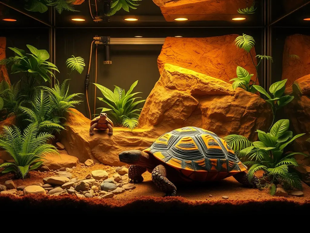Imagen fotorrealista de terrario para tortugas