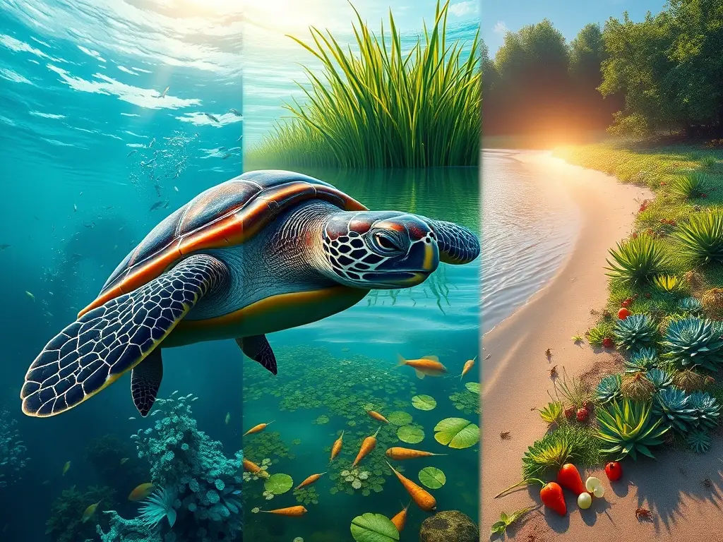 Portada fotorrealista 8K con tortuga tripartita