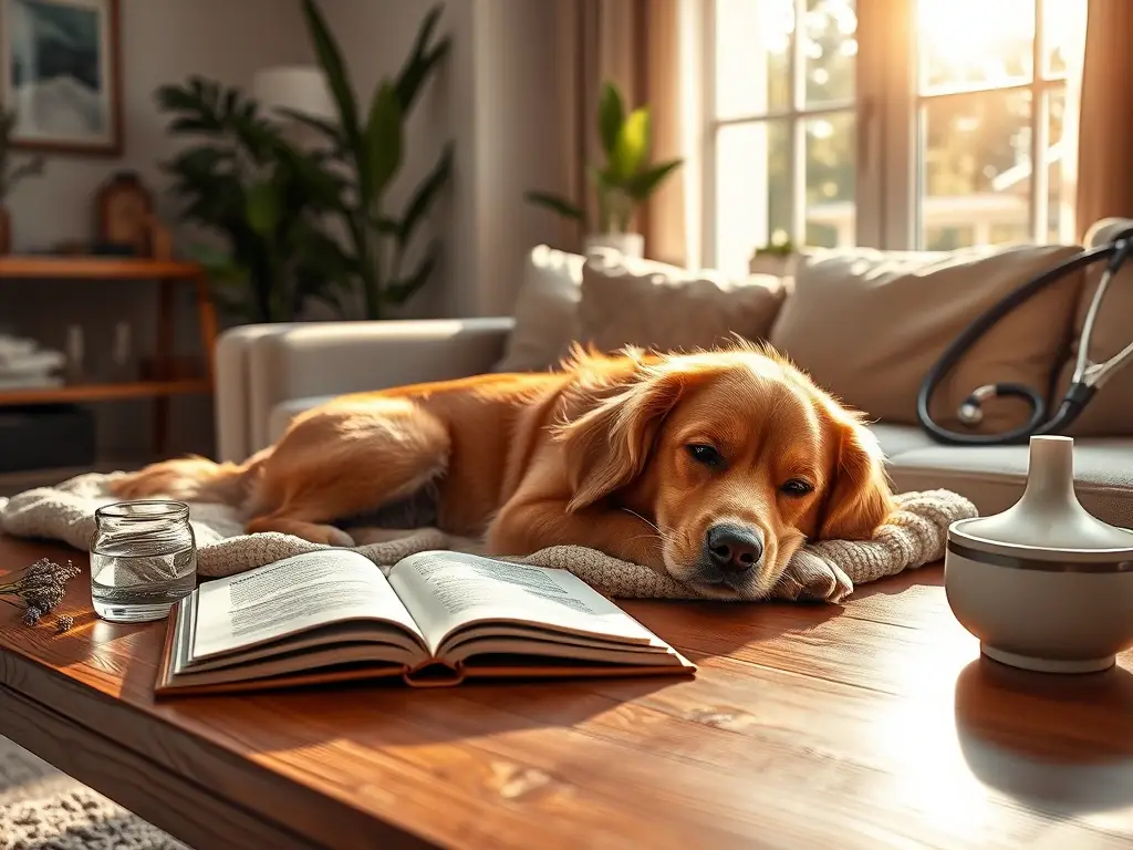 Perro descansando feliz tras tratamiento en casa