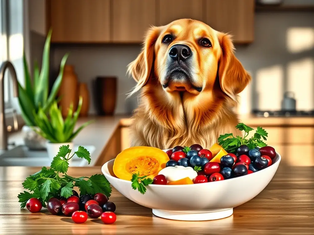 Golden Retriever saludable en cuenco nutritivo