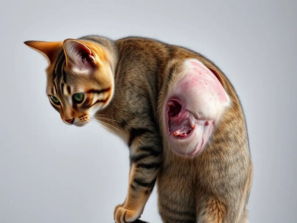 Foto de un gato tabby doméstico enfermizo, realista