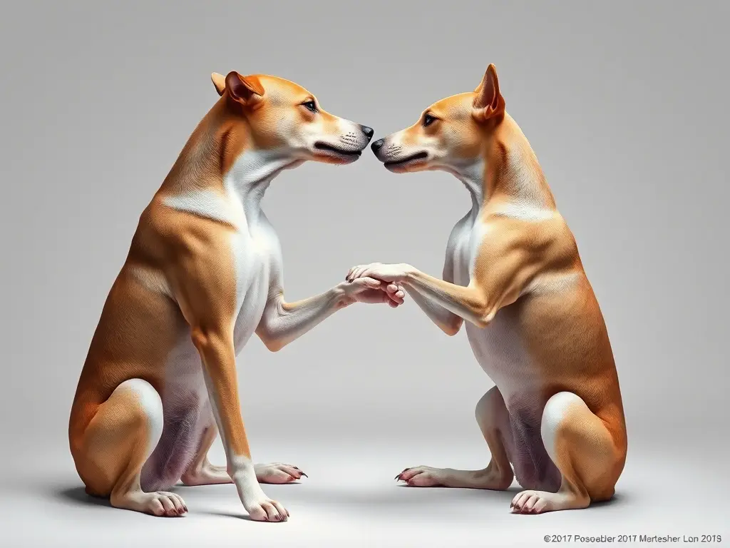 Fotografía realista de dos perros pastores raza de seis meses en una escena de apareamiento