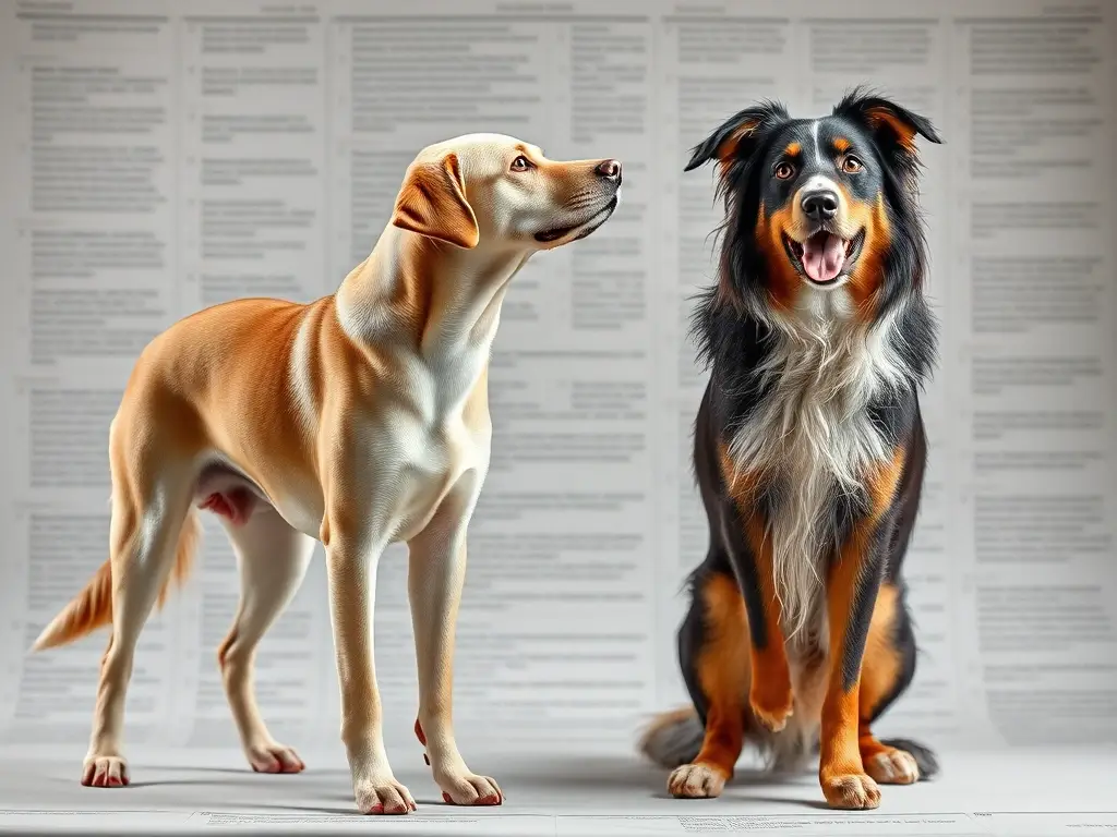 Fotorealista, retrato de un labrador y un aussie en accesión, 8k