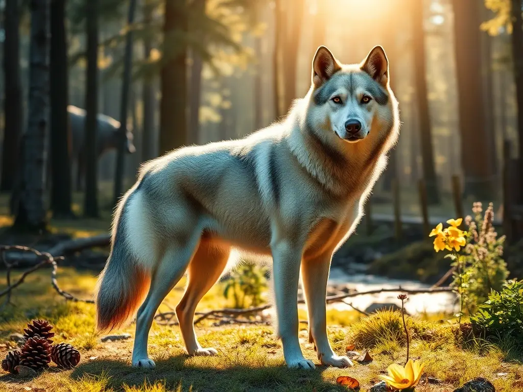 Utonagan majestuoso, fotorealista, bosque luminoso