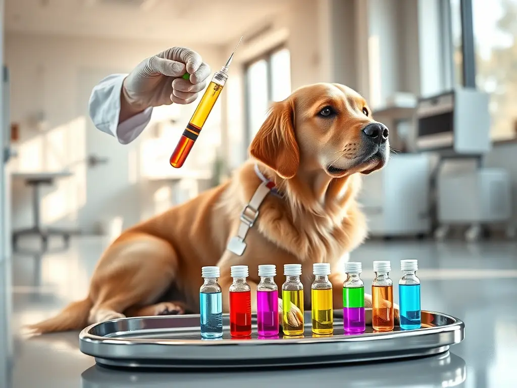 Portada fotorealista: perro y veterinario vacunando