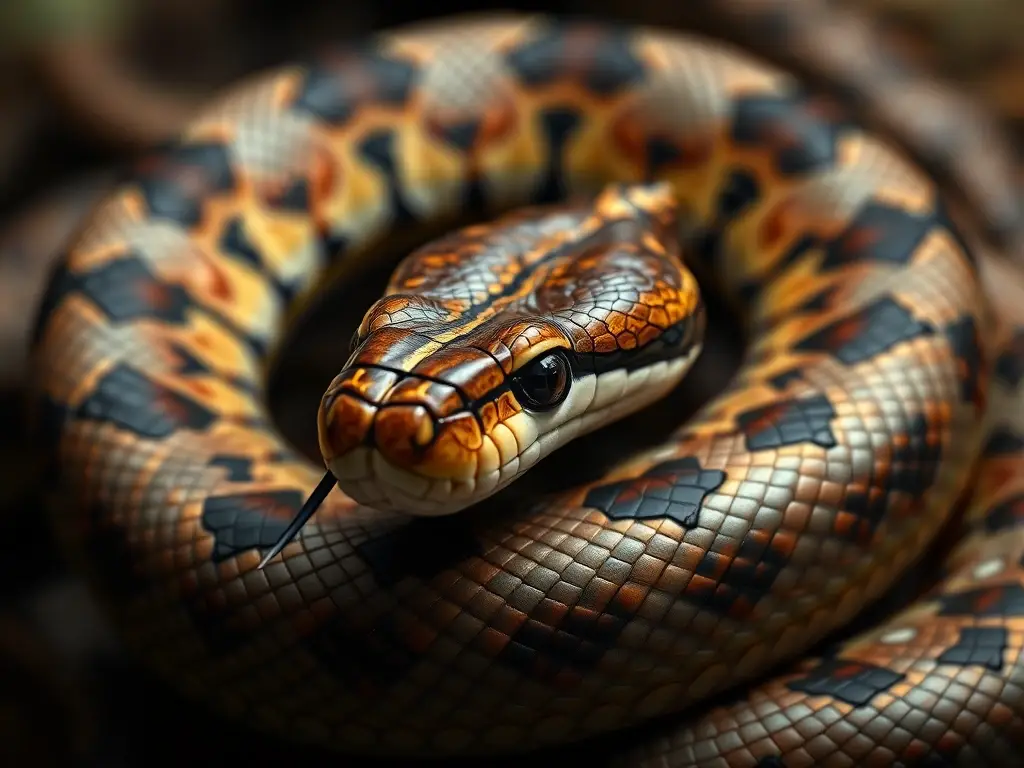 Fotografía realista de Lamprophiidae, de Lepthyronyx constrictus, con detalles de su anatomía