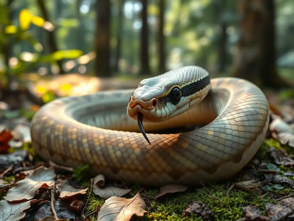 Serpiente colúbrida no venenosa, primer plano