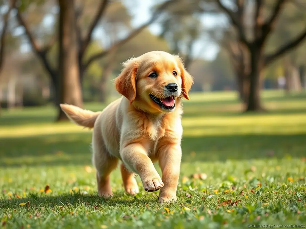 Foto realista de cachorro labrador feliz en un parque, alta calidad
