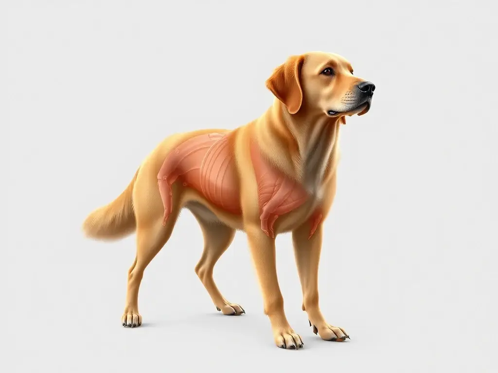 Ilustración médica realista de un labrador saludable