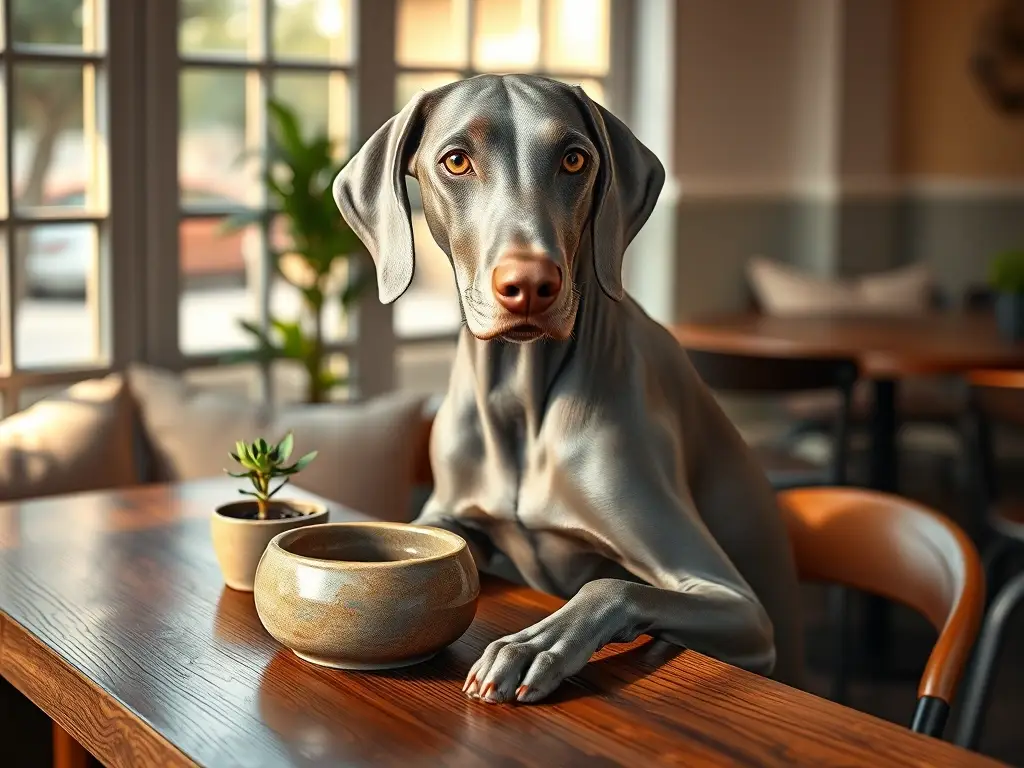 Portada fotorrealista de Weimaraner listo para adopción