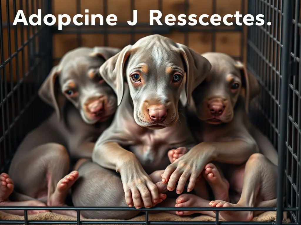 Fotorealistic Photograph of rescued Weimaraners