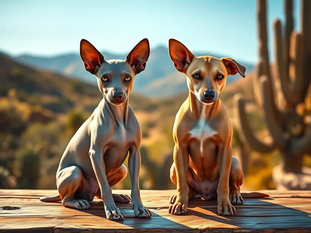 Ilustración fotorrealista de dos perros ancestrales