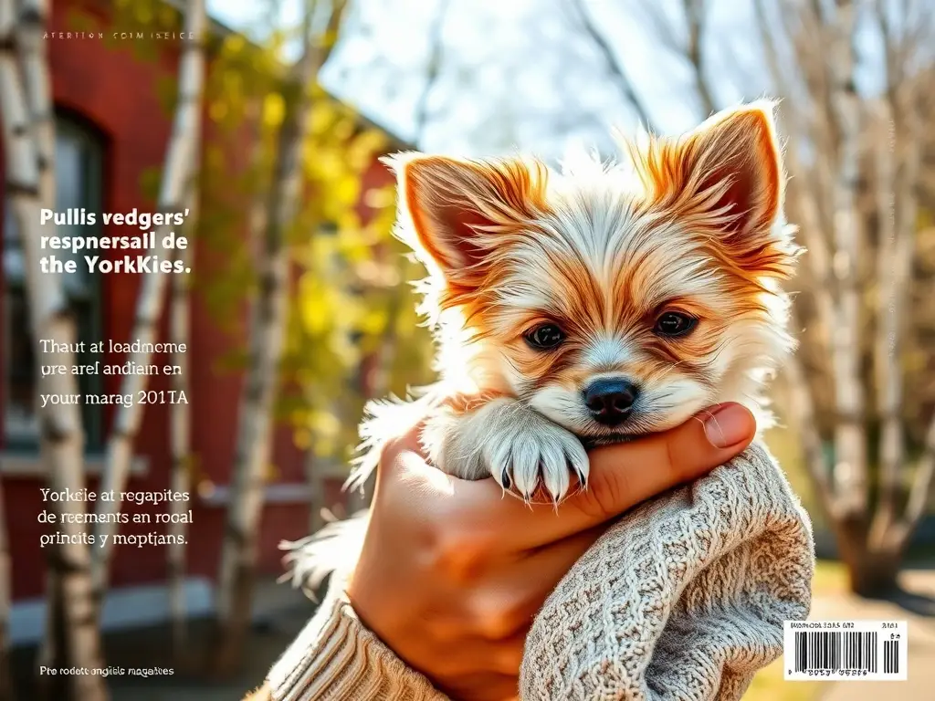 Imagen realista y de alta resolución de un Yorkie adorable en una luz soleada