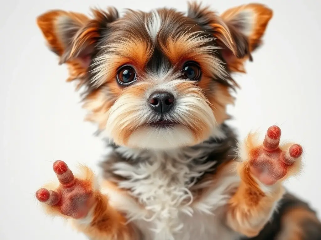 Foto realista de un Yorkie parti de alto nivel con estilo