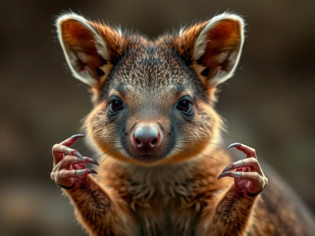 Fotografía de zariguera marsupial realística, con alta resolución y detalles naturales